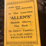 1920 Programme Bridgwater and Albion Rugby Club