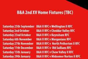Home Fixtures for 2nd XV for Bridgwater and Albion RFC