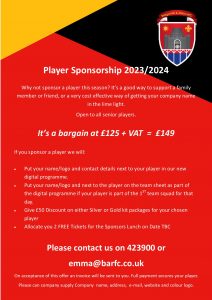 Player Sponsorship at Bridgwater & Albion RFC