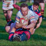 Olly Howley crashing over for his try on Saturday afternoon