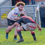 Pentelow scoring a try for Bridgwater & Albion Rugby club